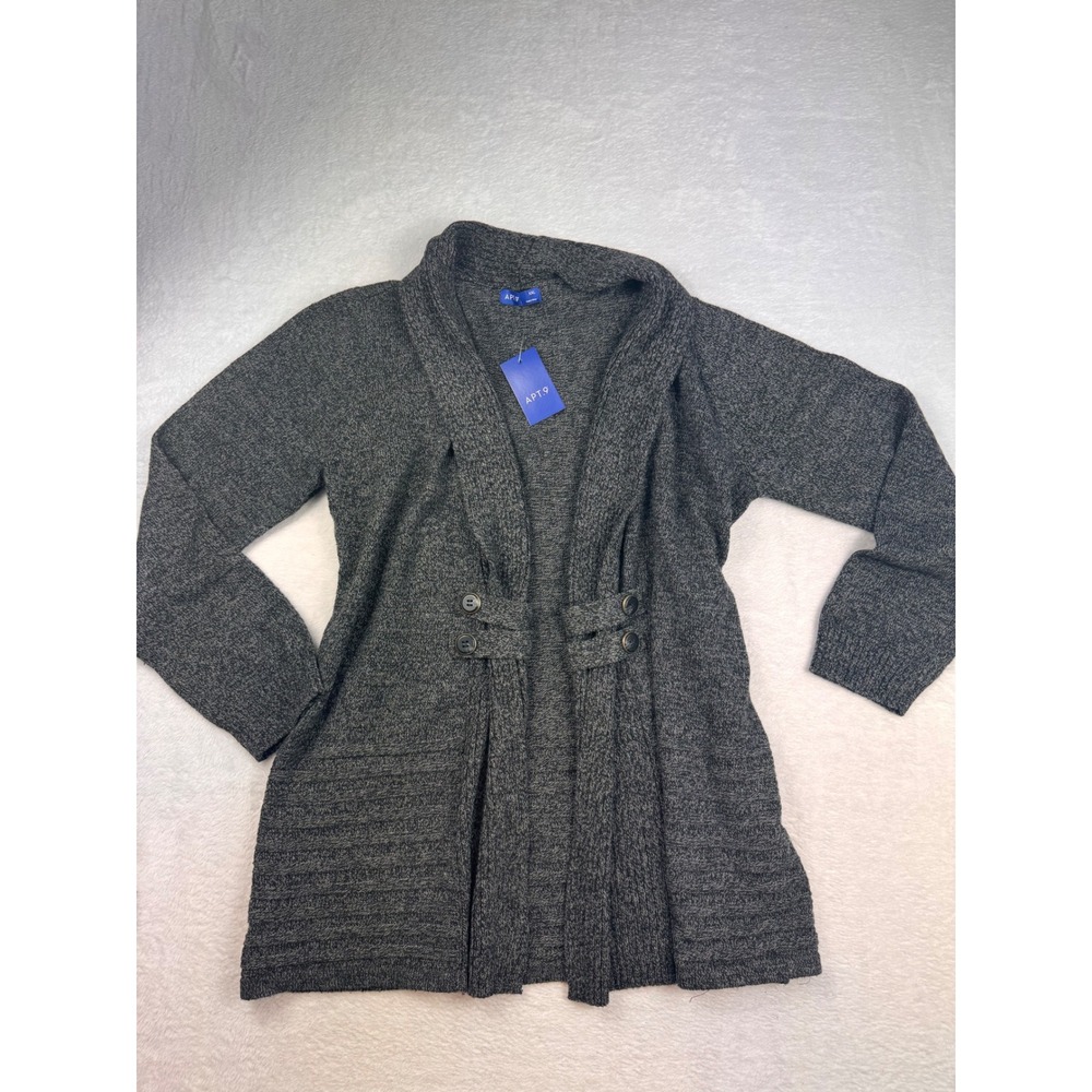 Apt 9 Womens XXL Charcoal Gray Shawl Collar Tab Front Open Cardigan Sweater NWT